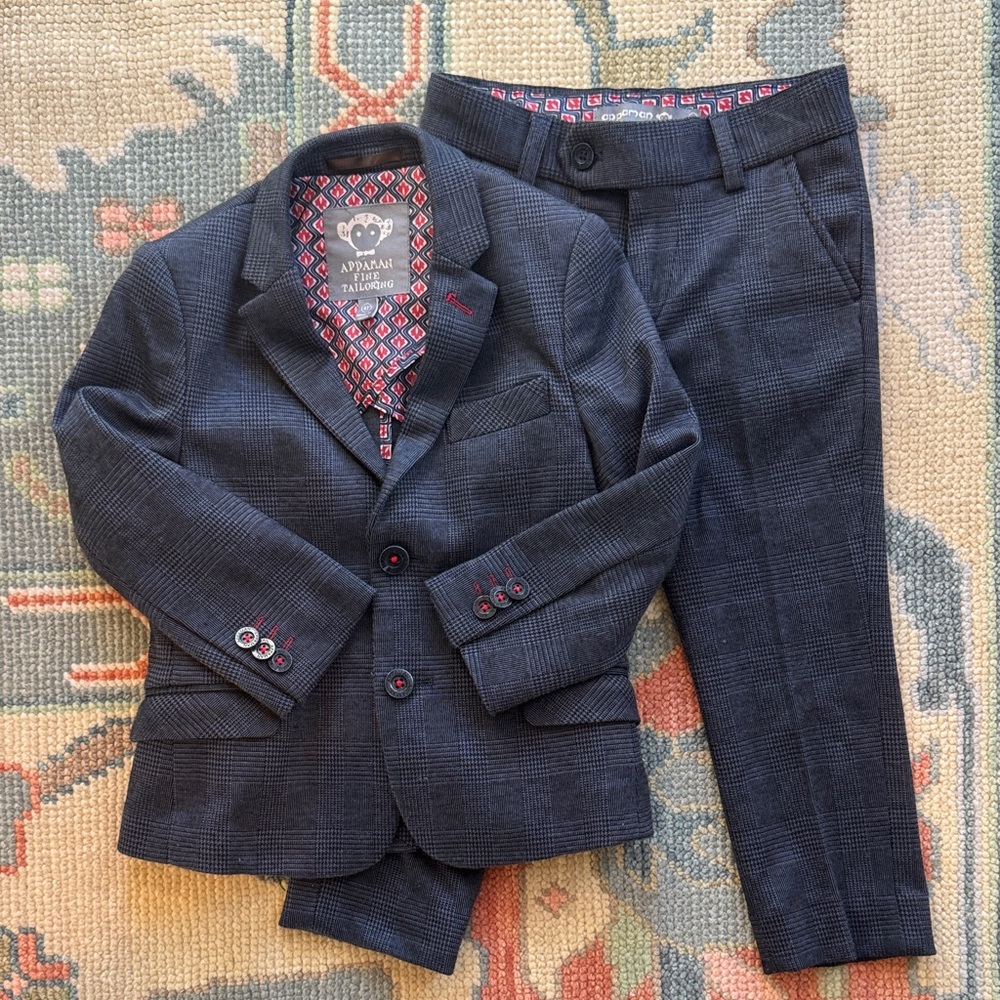 Appaman Boys Navy Plaid Blazer and Pants Set